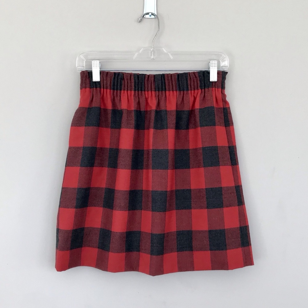 J. Crew Red and Black Plaid Sidewalk Skirt